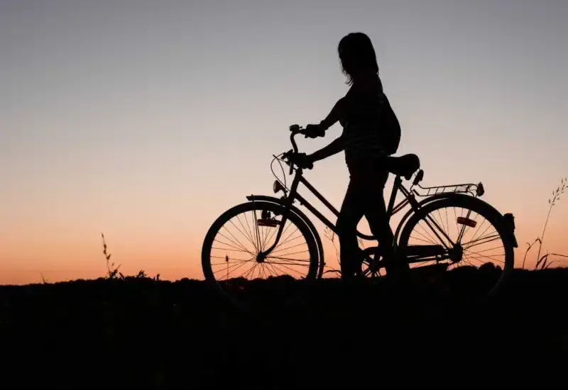 Puesta de sol con bicicleta en el Camino de Santiago