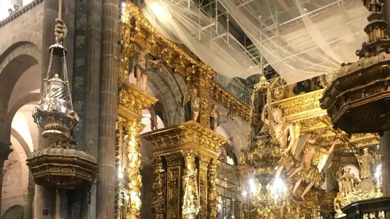 The Botafumeiro at rest beside the Cathedral