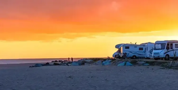 Sunset with caravans