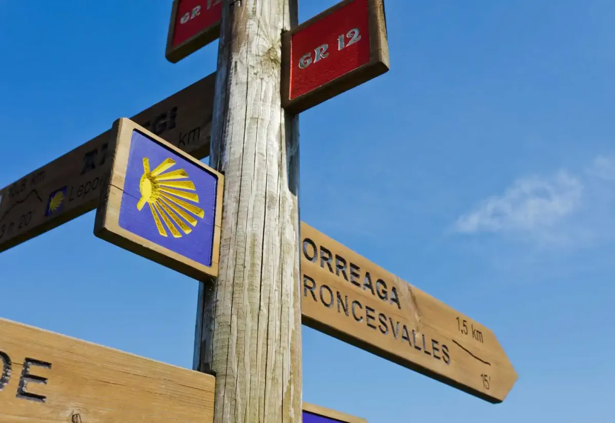 Un letrero del Camino de Santiago